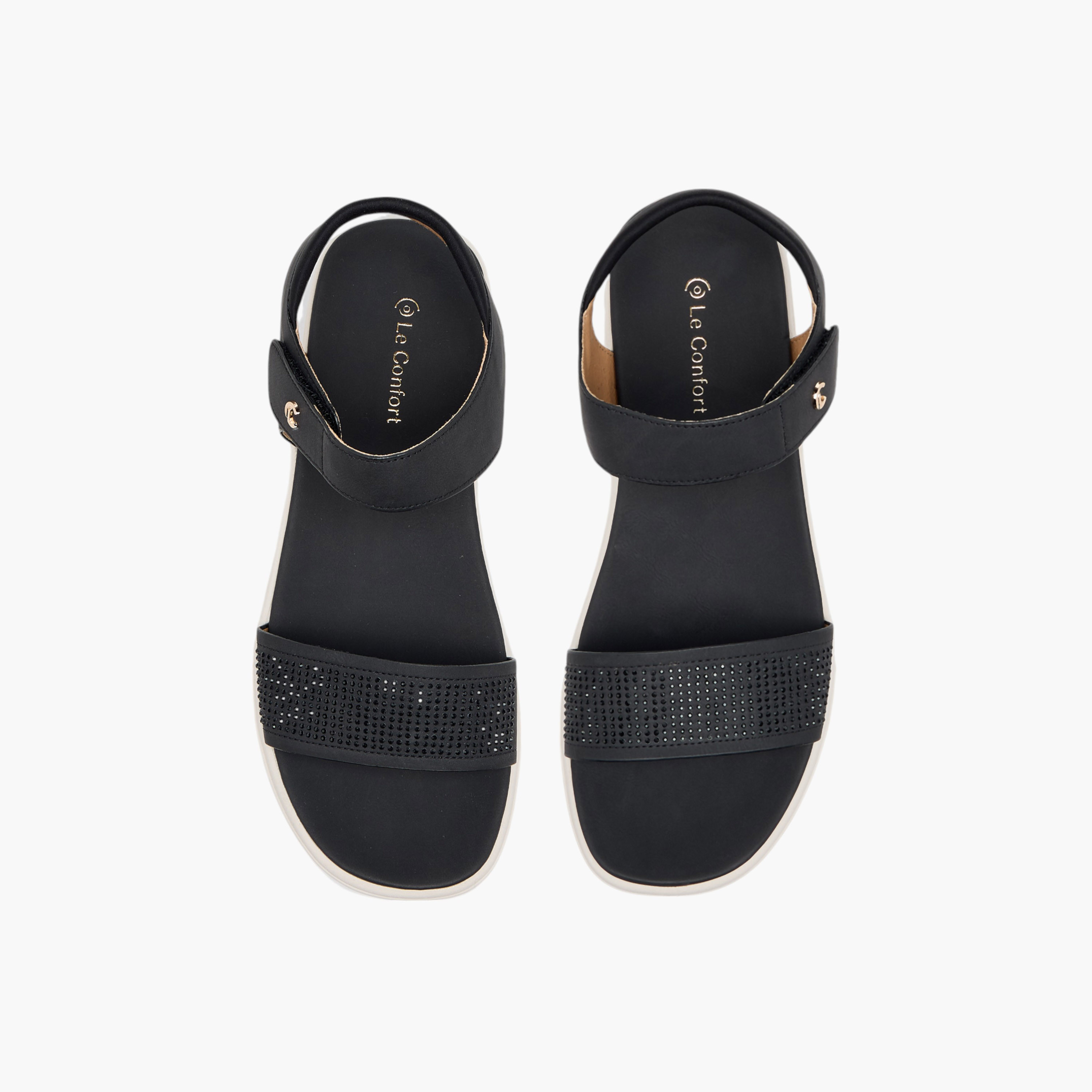 صندل مريح مزين مع إغلاق بشريط لاصق من لو كونفورت-women-shoes-sandals-heeled-image-1