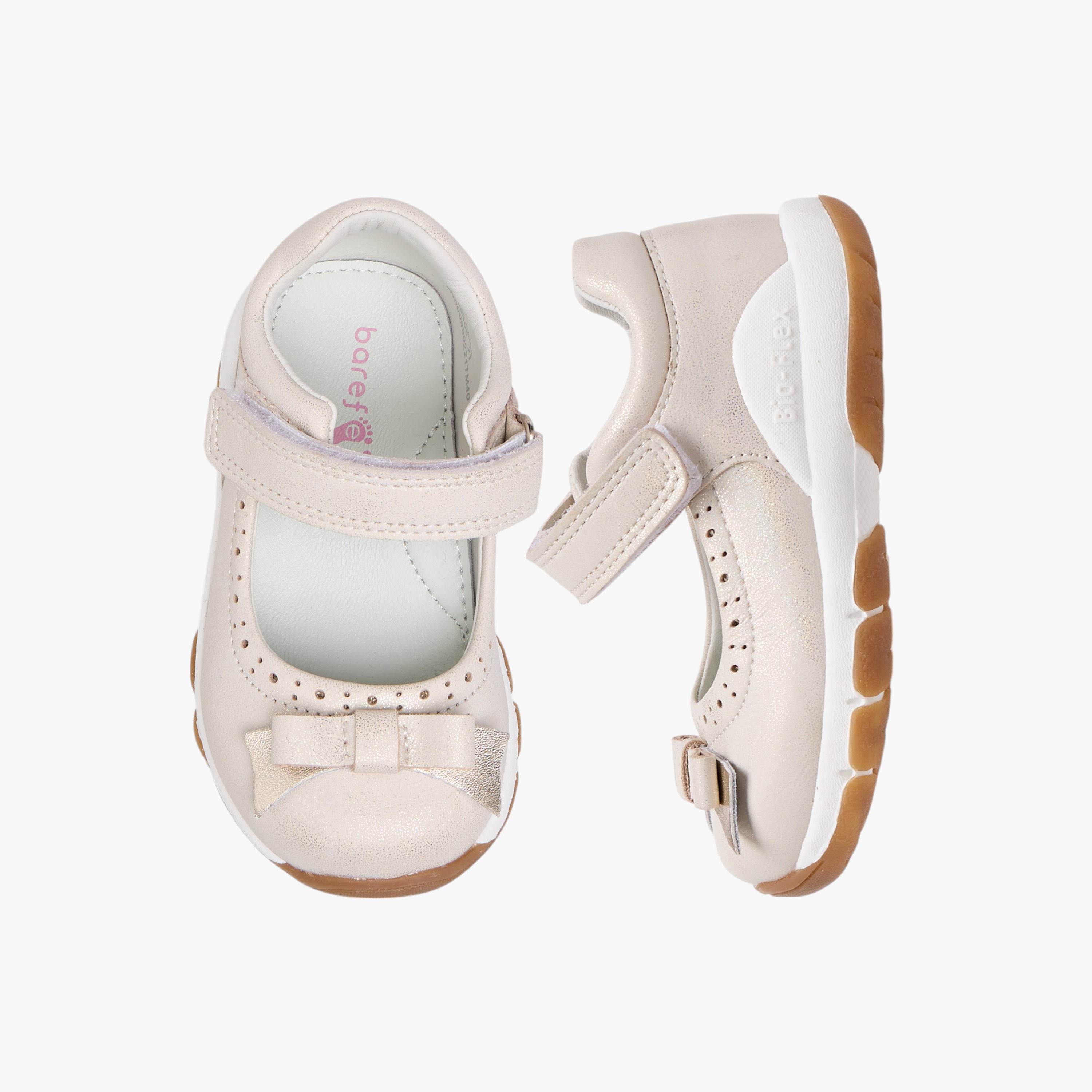 Barefeet Bow Accent Mary Jane Shoes with Hook and Loop Closure-girls-shoes-maryjanes-image-1