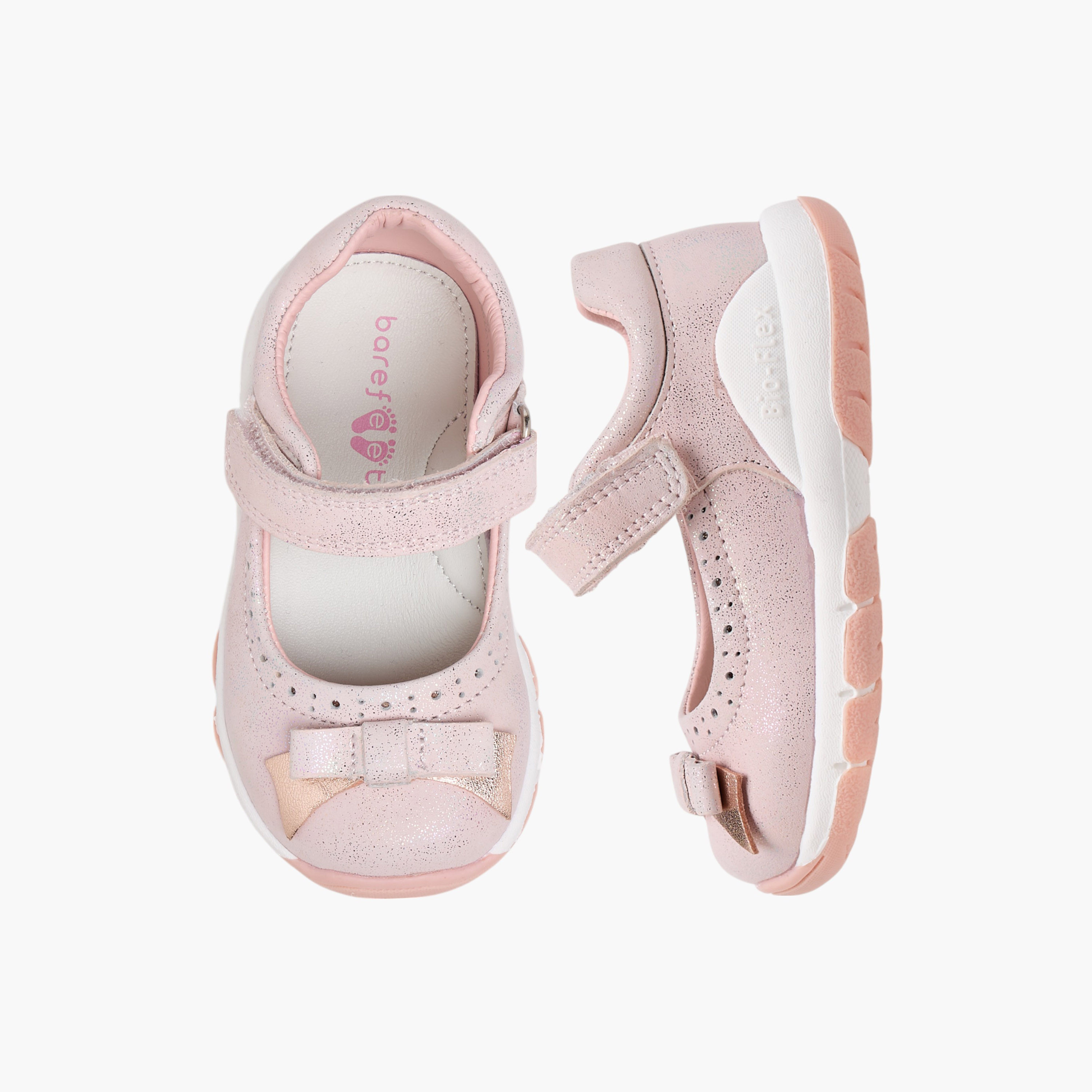 Barefeet Bow Accent Mary Jane Shoes with Hook and Loop Closure-girls-shoes-maryjanes-image-1