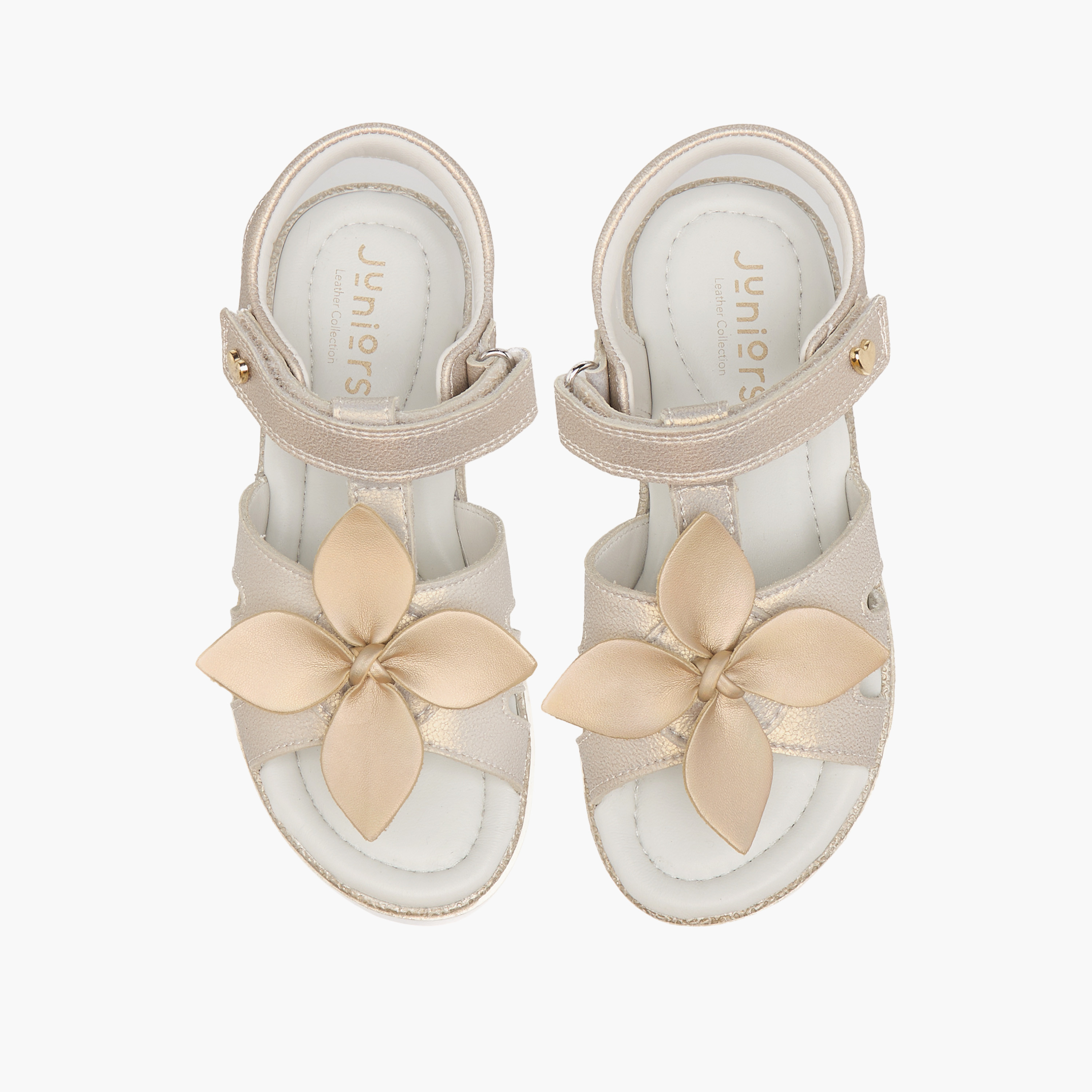 Juniors Floral Accent Sandals with Hook and Loop Closure-girls-shoes-sandals-image-1