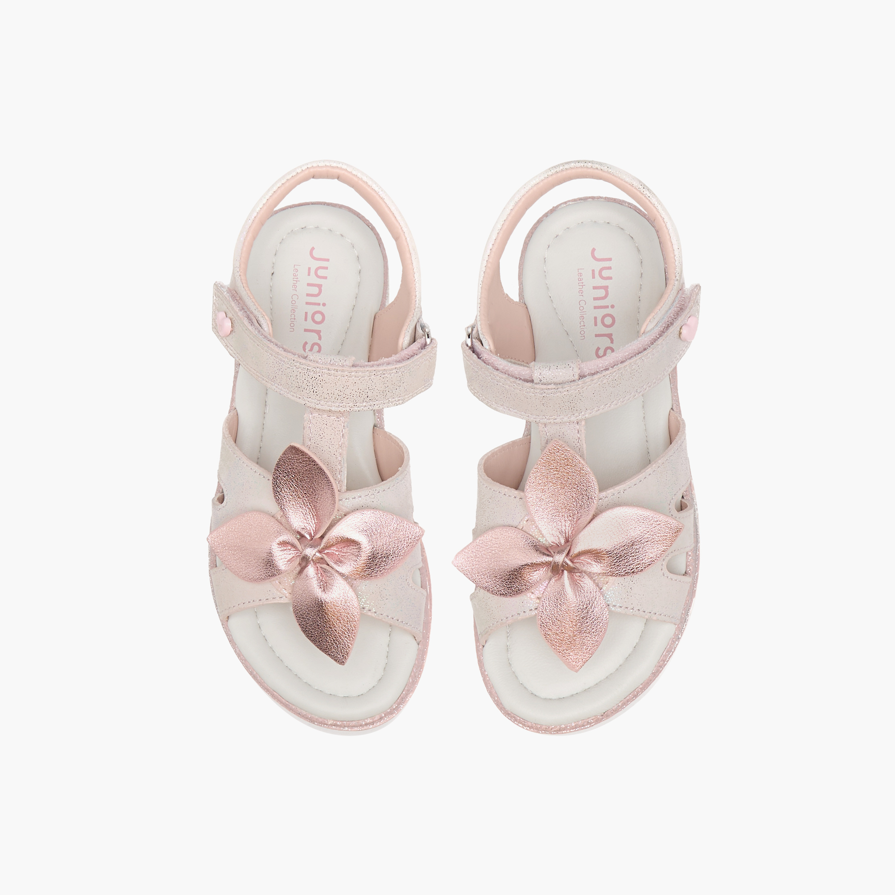 Juniors Floral Accent Sandals with Hook and Loop Closure-girls-shoes-sandals-image-1