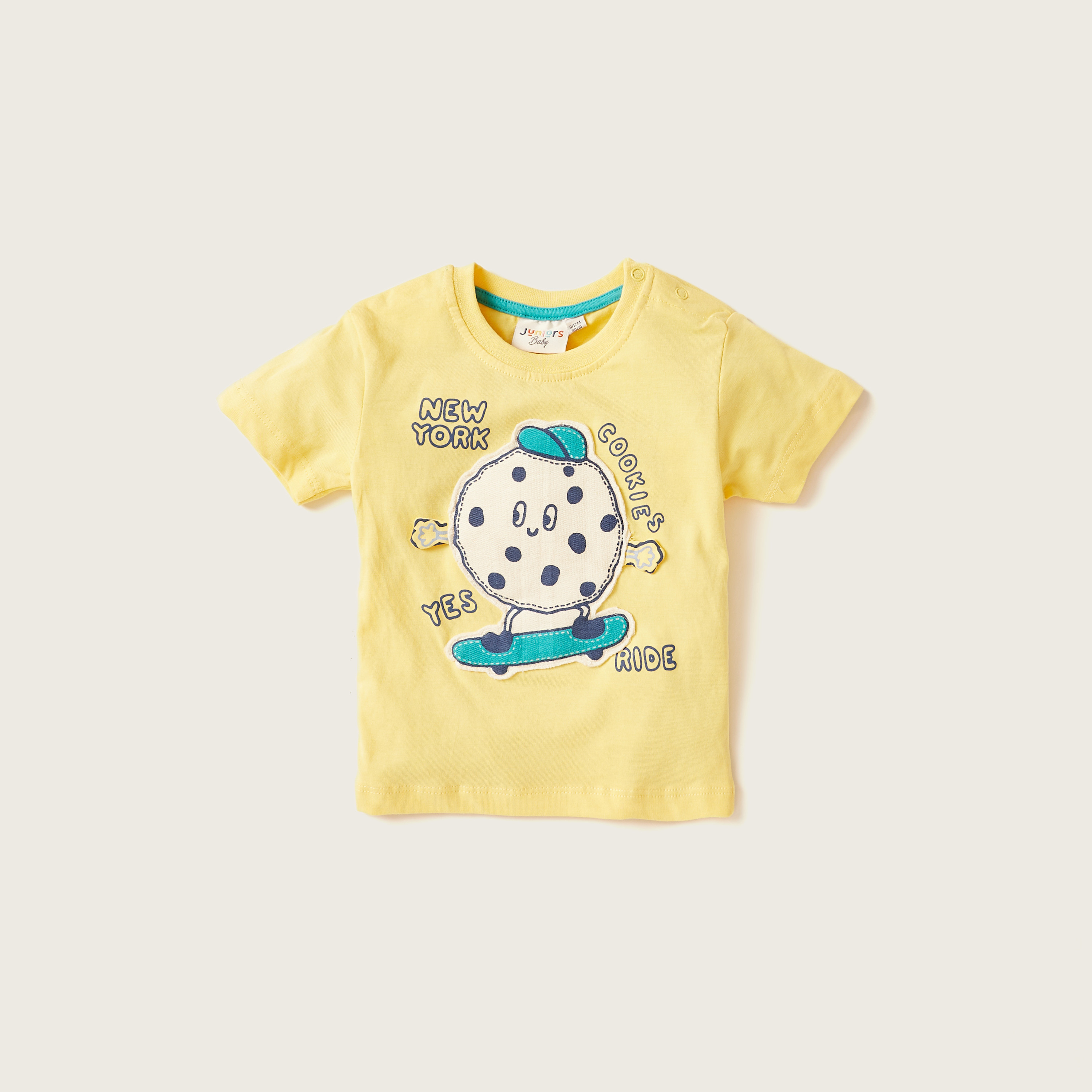 Juniors Printed Crew Neck T-shirt with Short Sleeves - Set of 3-baby-girls-clothing-multipacks-image-2