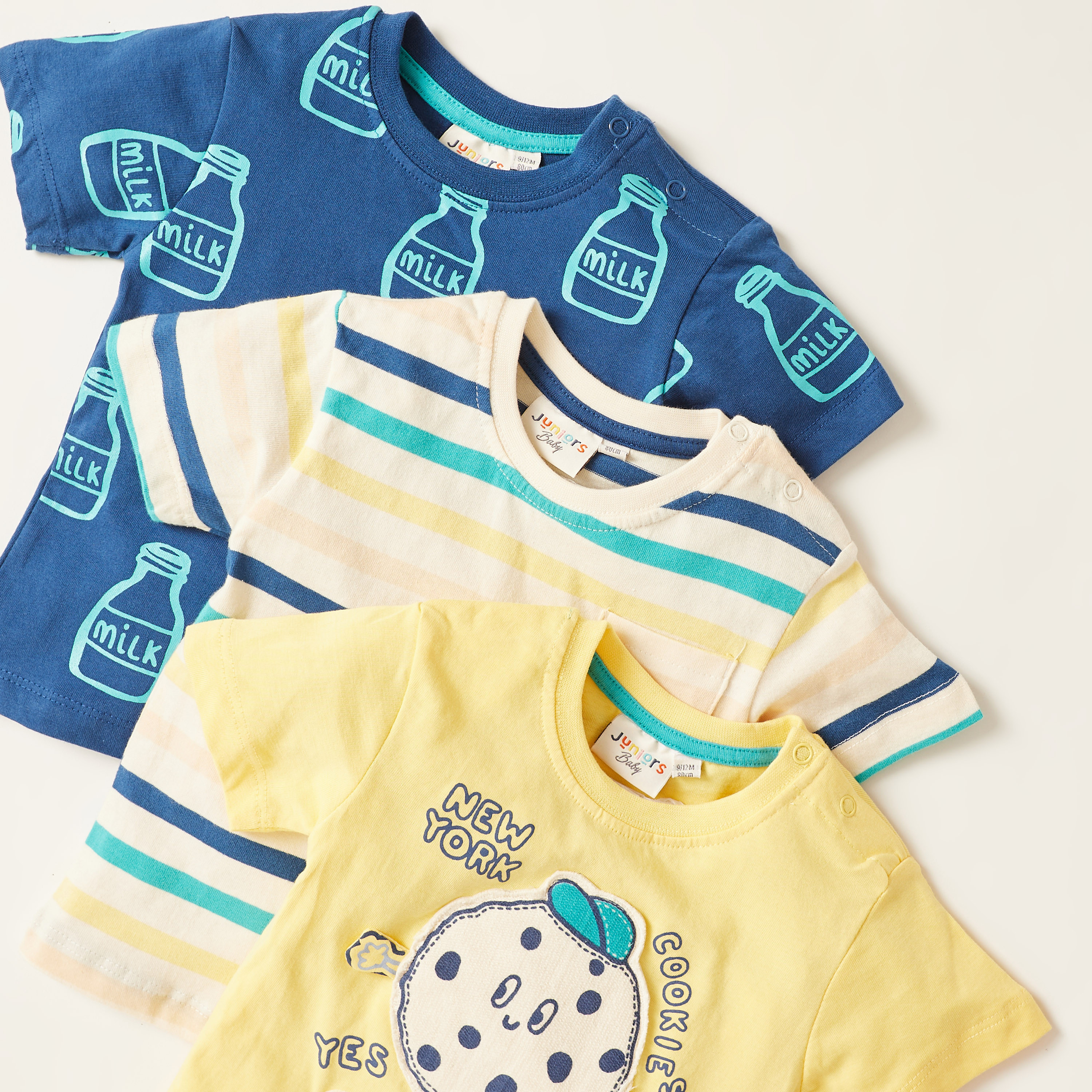 Juniors Printed Crew Neck T-shirt with Short Sleeves - Set of 3-baby-girls-clothing-multipacks-image-5