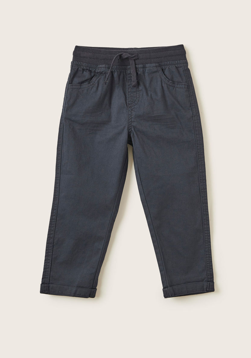 Juniors Solid Jog Pants with Pockets and Drawstring Closure-Pants-image-0