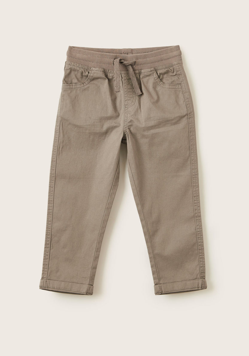 Juniors Solid Jog Pants with Pockets and Drawstring Closure-Pants-image-0