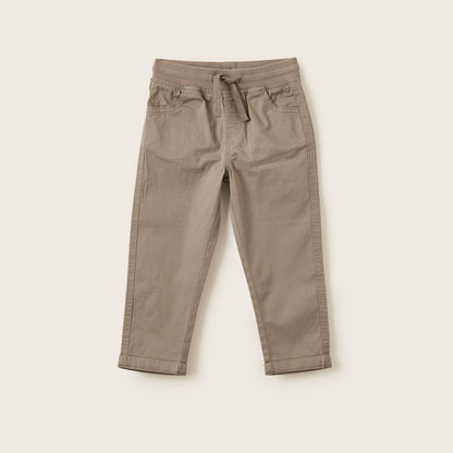 Juniors Solid Jog Pants with Pockets and Drawstring Closure