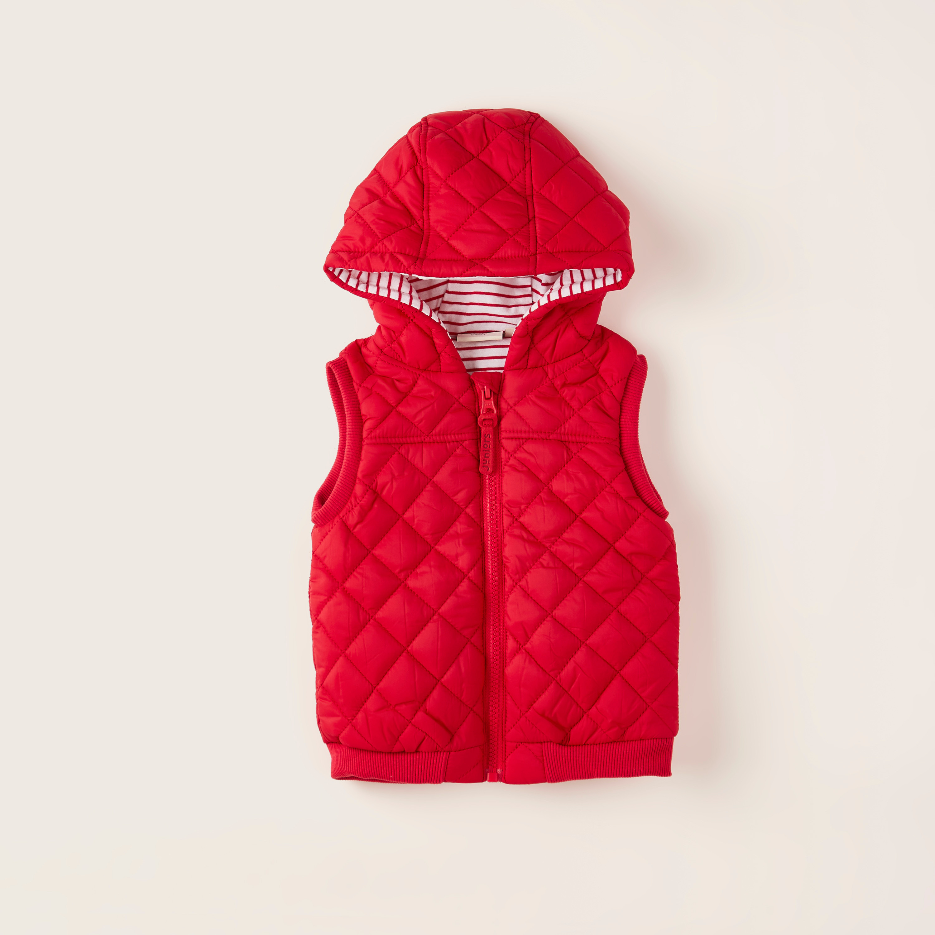 Juniors Textured Sleeveless Gilet with Hood and Zip Closure-baby-boys-clothing-winterwear-jacketsandblazers-image-1