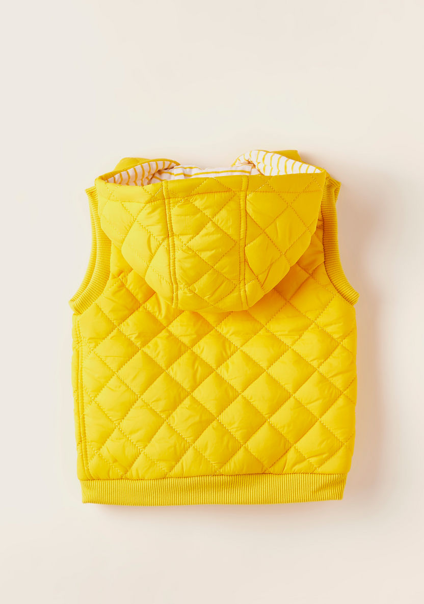 Juniors Textured Sleeveless Gilet with Hood and Zip Closure-Coats and Jackets-image-3