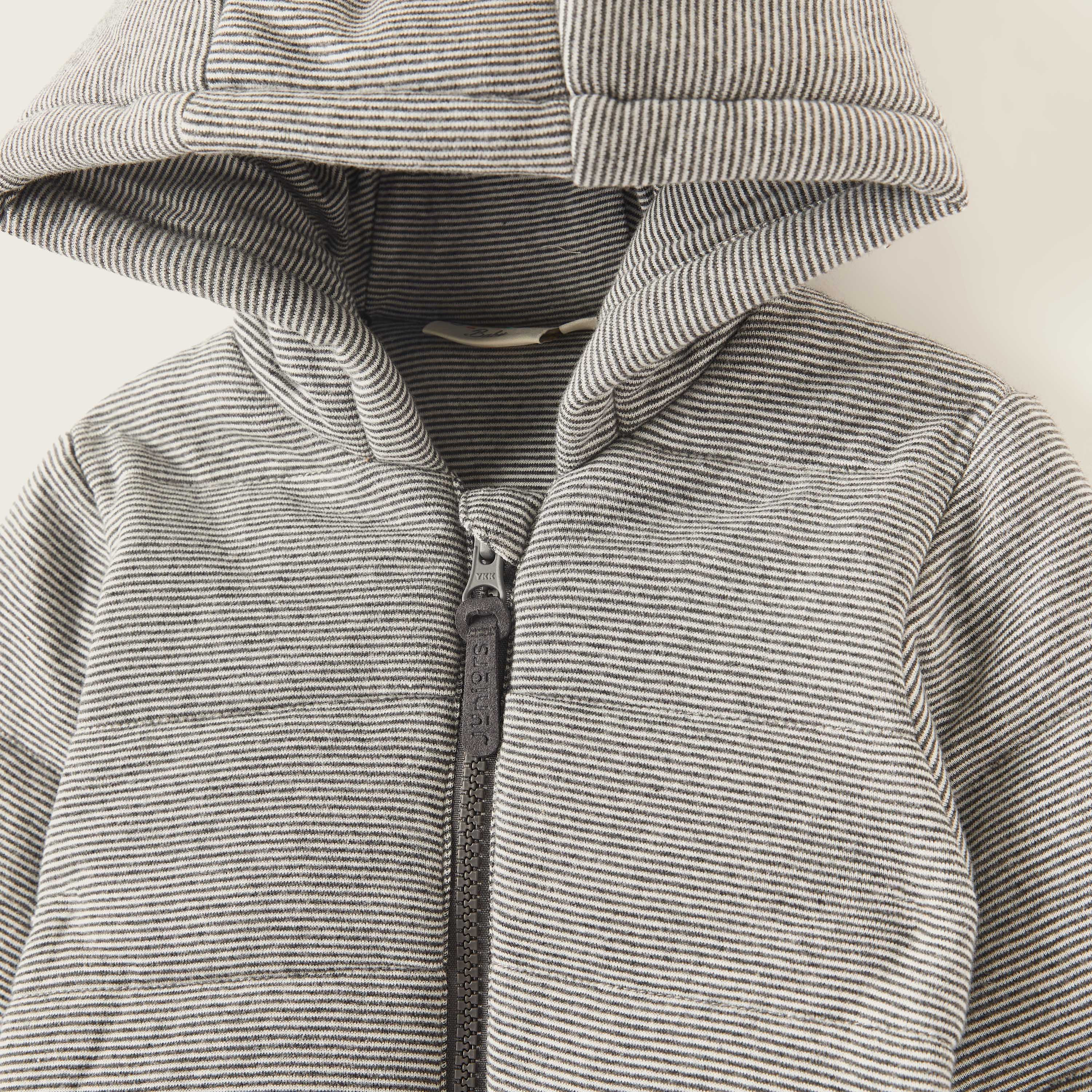 Juniors Striped Hooded Jacket with Long Sleeves and Pockets-baby-boys-clothing-winterwear-jacketsandblazers-image-2