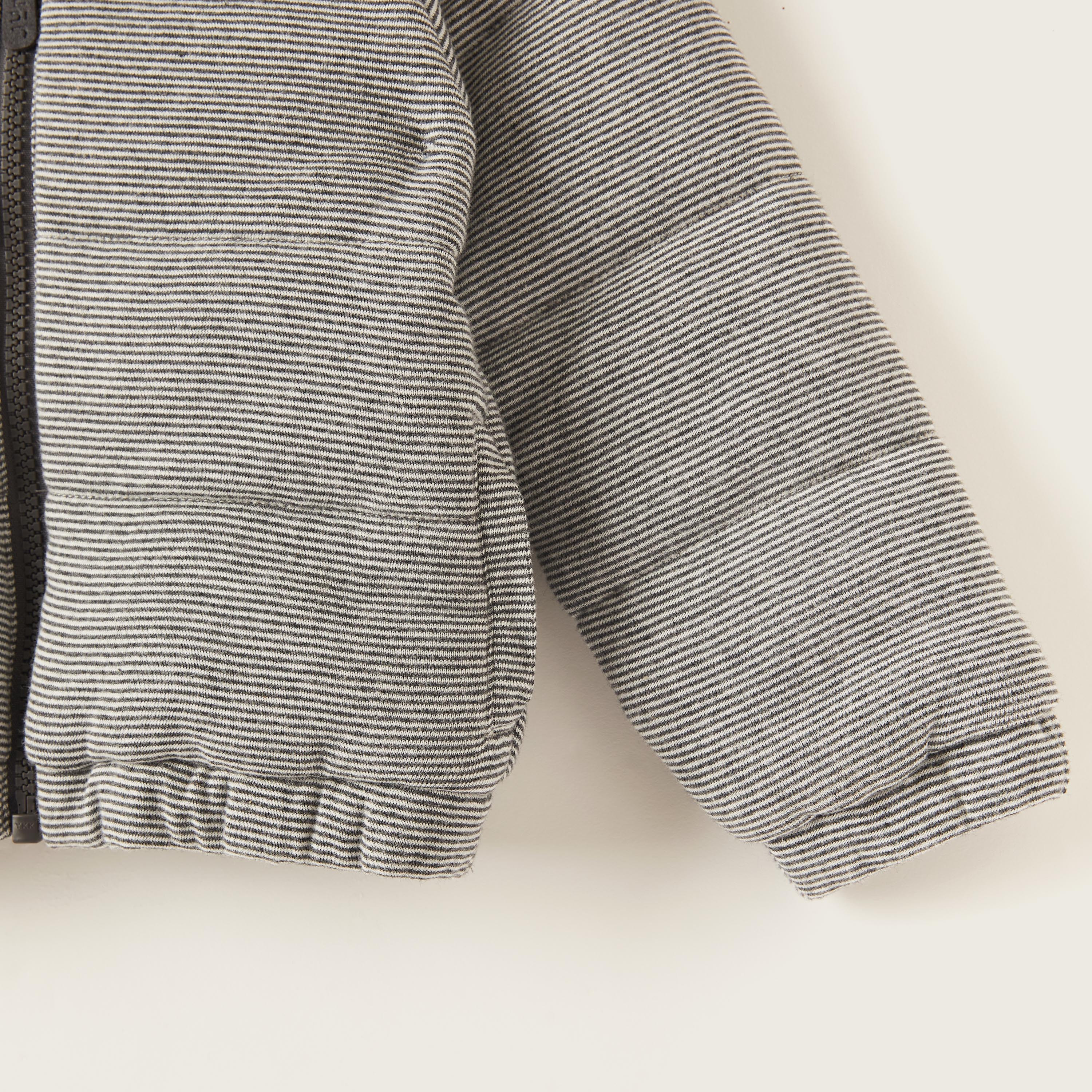 Juniors Striped Hooded Jacket with Long Sleeves and Pockets-baby-boys-clothing-winterwear-jacketsandblazers-image-3