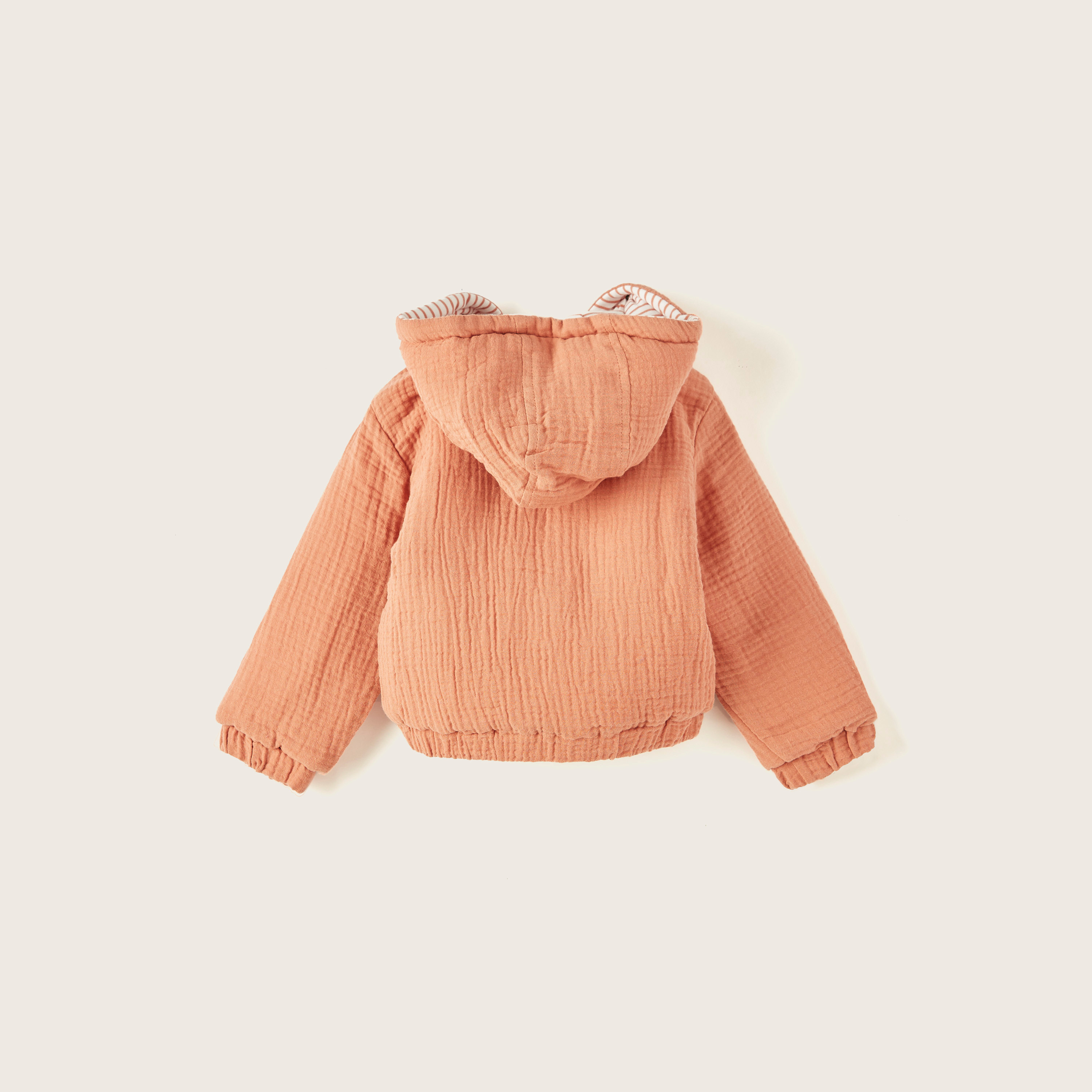 Juniors Solid Hooded Jacket with Long Sleeves and Zip Closure-baby-boys-clothing-winterwear-jacketsandblazers-image-4