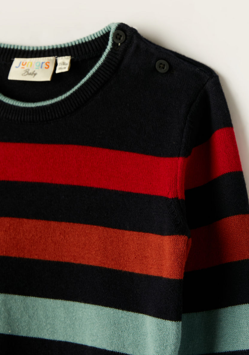 Juniors Striped Pullover with Long Sleeves-Sweaters and Cardigans-image-1