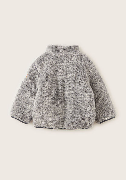 Juniors Textured Sweater with Long Sleeves and Zip Closure