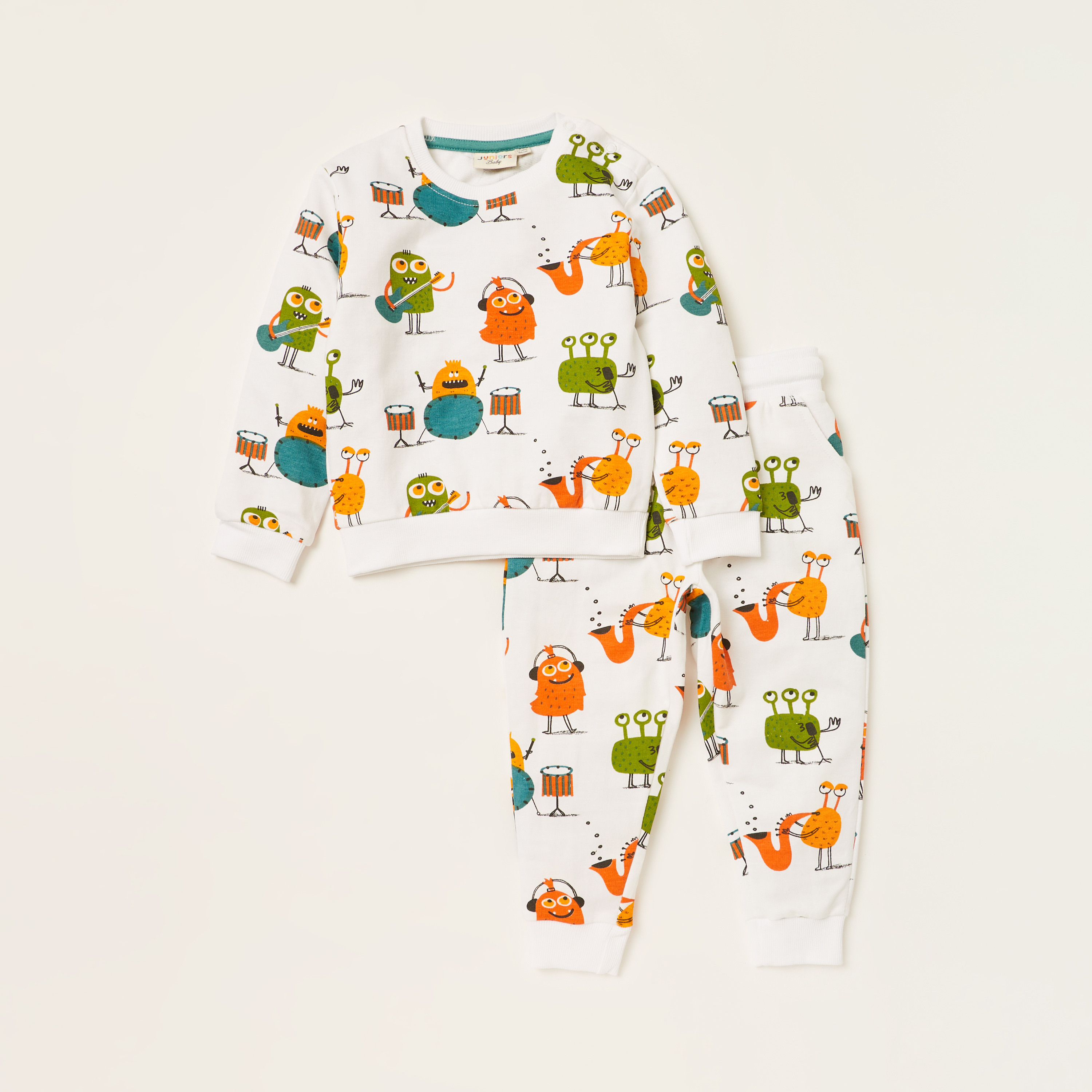طقم بنطلون رياضي وسويت شيرت بطبعات من جونيورز-baby-boys-clothing-setsandcoords-image-1