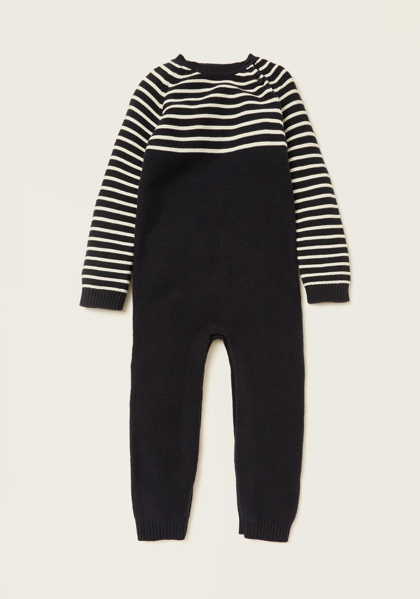 Juniors Striped Romper with Long Sleeves and Cap Set-Rompers%2C Dungarees and Jumpsuits-image-1