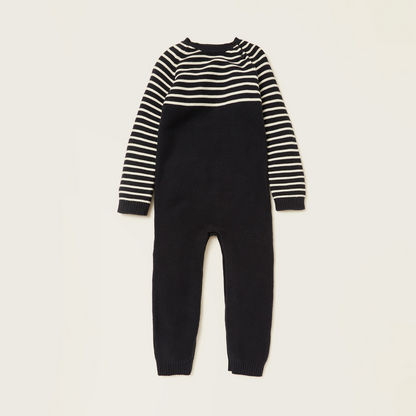Juniors Striped Romper with Long Sleeves and Cap Set