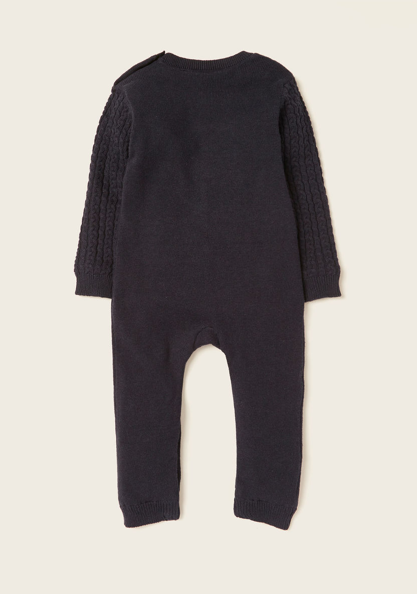 Juniors Textured Round Neck Romper with Patterned Long Sleeves-Rompers%2C Dungarees and Jumpsuits-image-3