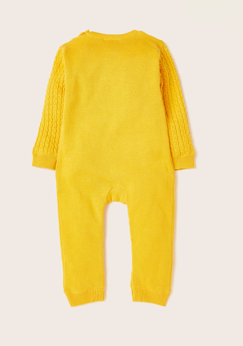 Juniors Textured Round Neck Romper with Patterned Long Sleeves-Rompers%2C Dungarees and Jumpsuits-image-3