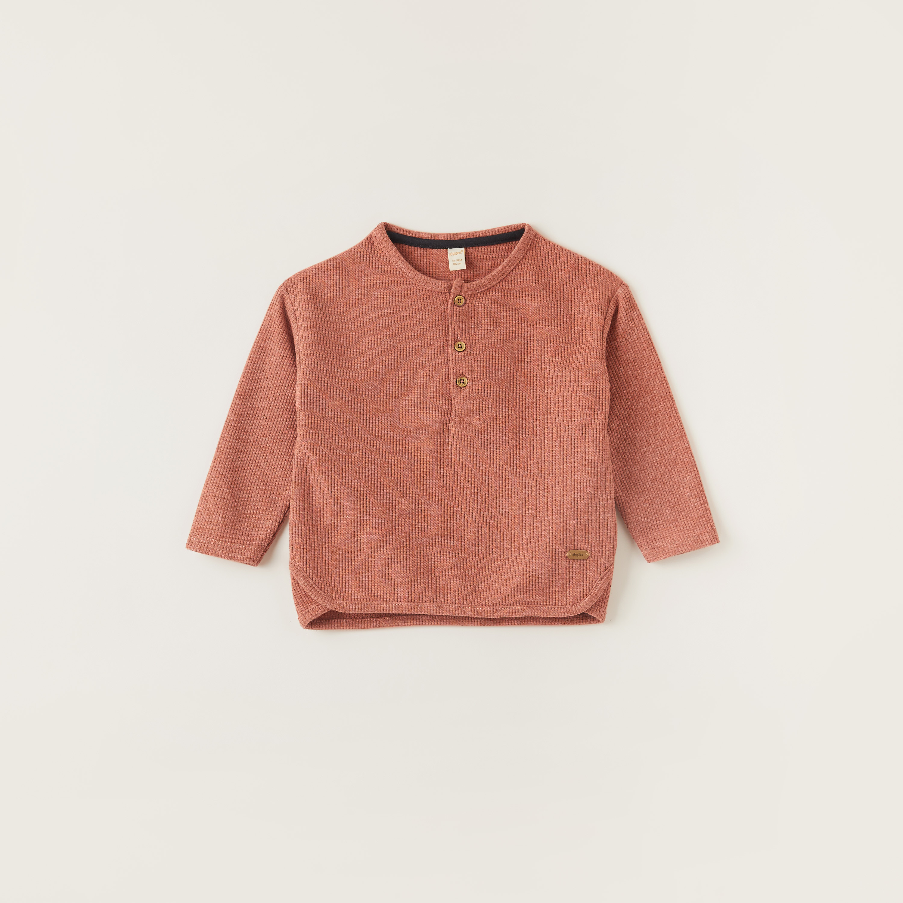 Giggles Textured T-shirt with Long Sleeves-baby-boys-clothing-tshirtsandpolos-image-1