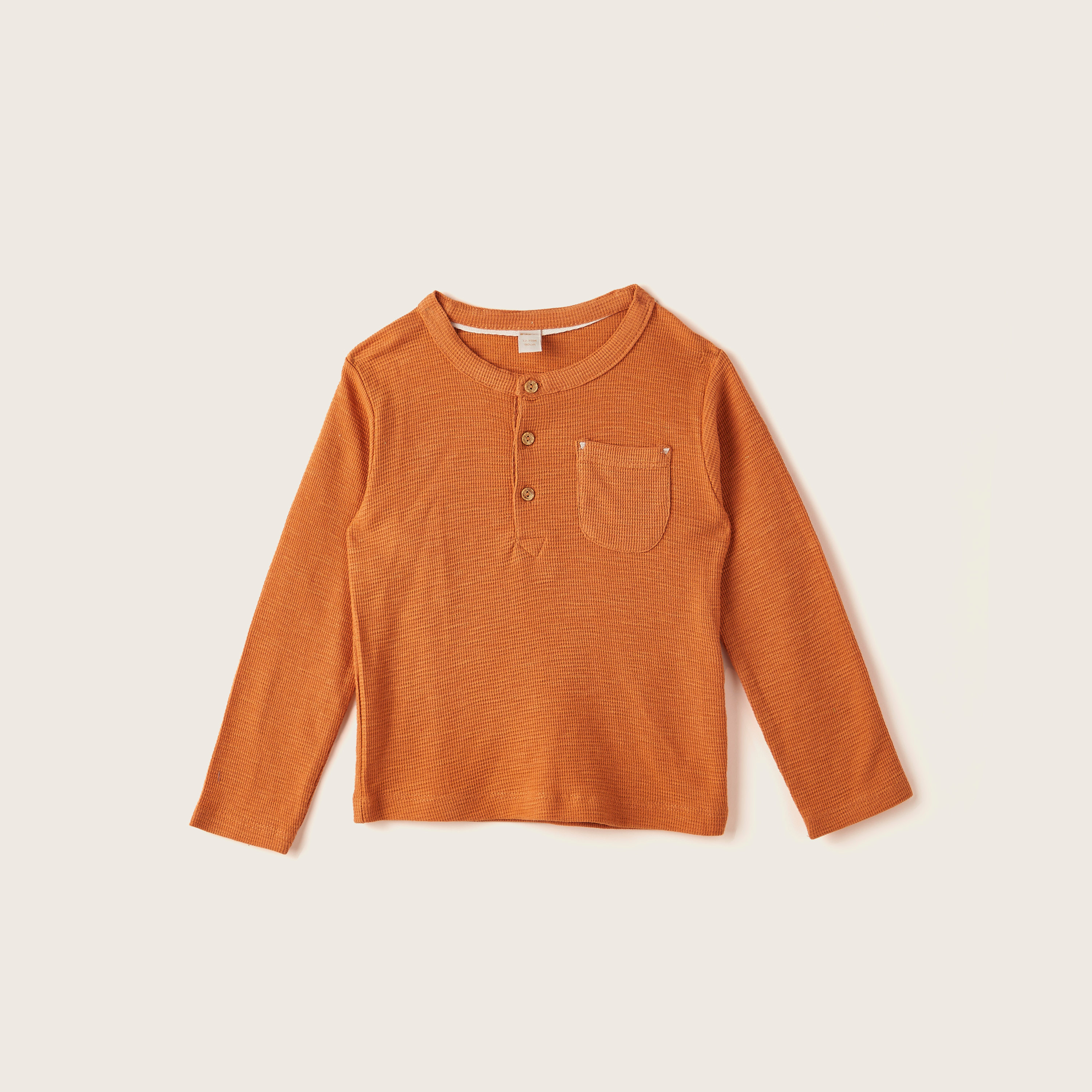 Giggles Textured T-shirt with Long Sleeves and Pocket Detail-baby-boys-clothing-tshirtsandpolos-image-1