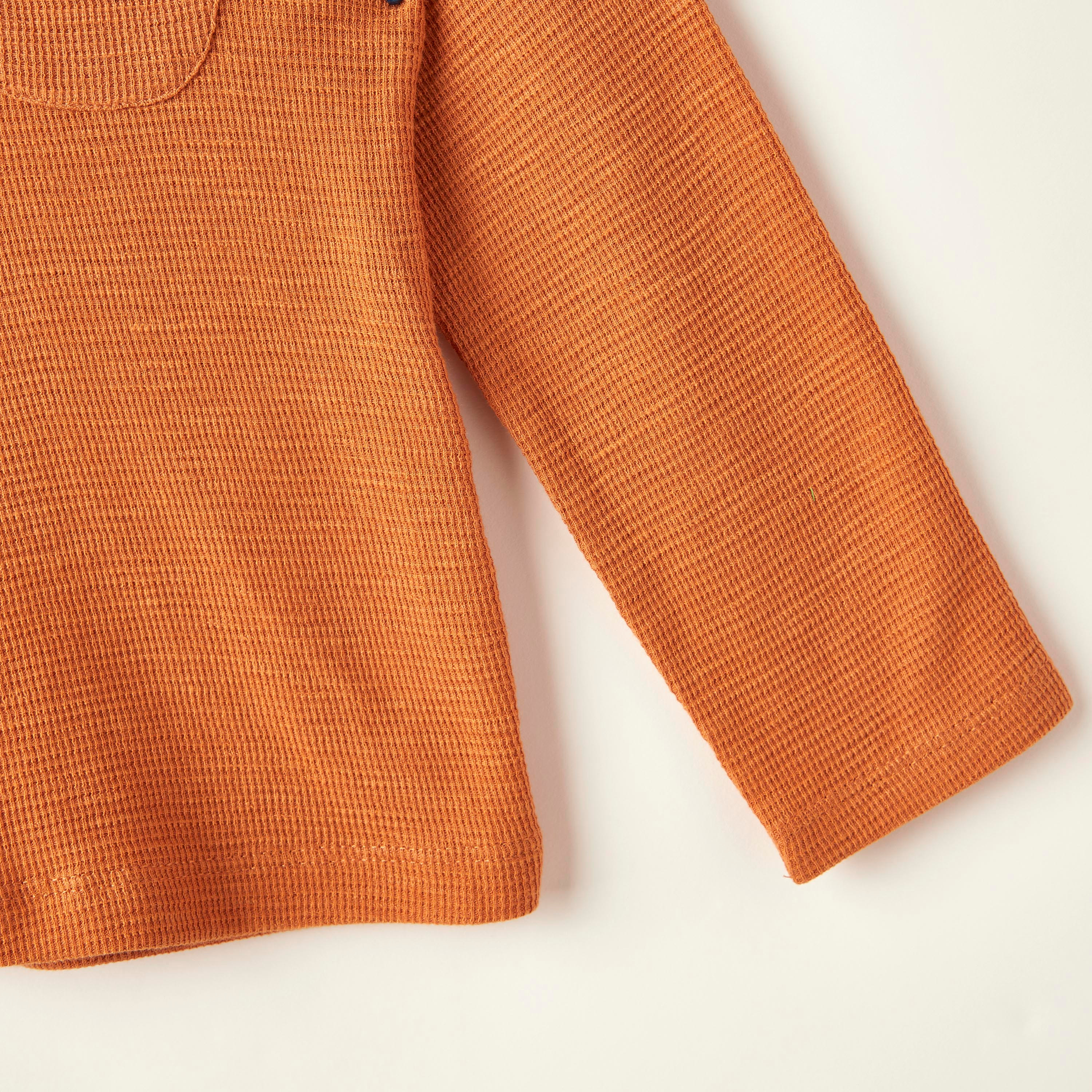 Giggles Textured T-shirt with Long Sleeves and Pocket Detail-baby-boys-clothing-tshirtsandpolos-image-3