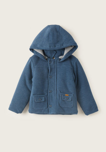 Giggles Textured Hooded Jacket with Long Sleeves and Pockets