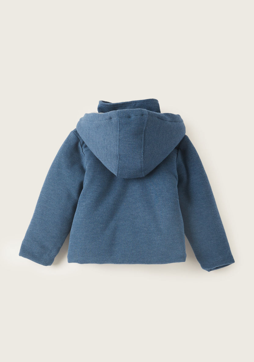 Giggles Textured Hooded Jacket with Long Sleeves and Pockets-Coats and Jackets-image-3