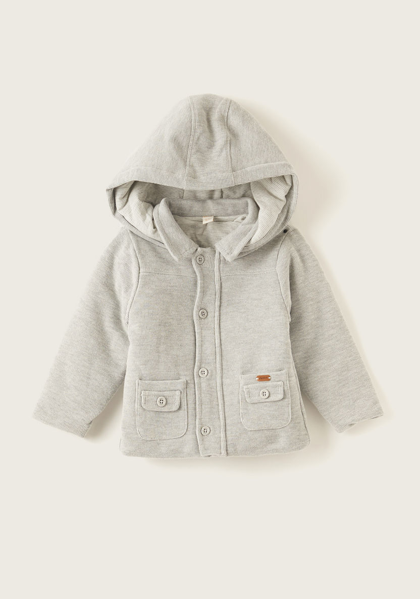 Giggles Textured Hooded Jacket with Long Sleeves and Pockets-Coats and Jackets-image-0