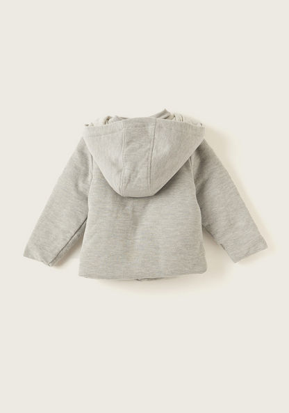 Giggles Textured Hooded Jacket with Long Sleeves and Pockets