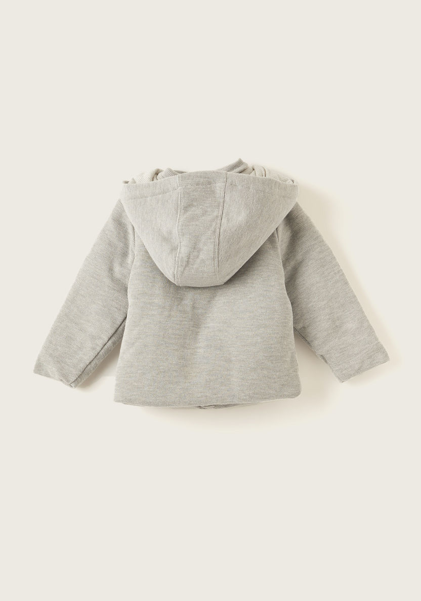 Giggles Textured Hooded Jacket with Long Sleeves and Pockets-Coats and Jackets-image-3