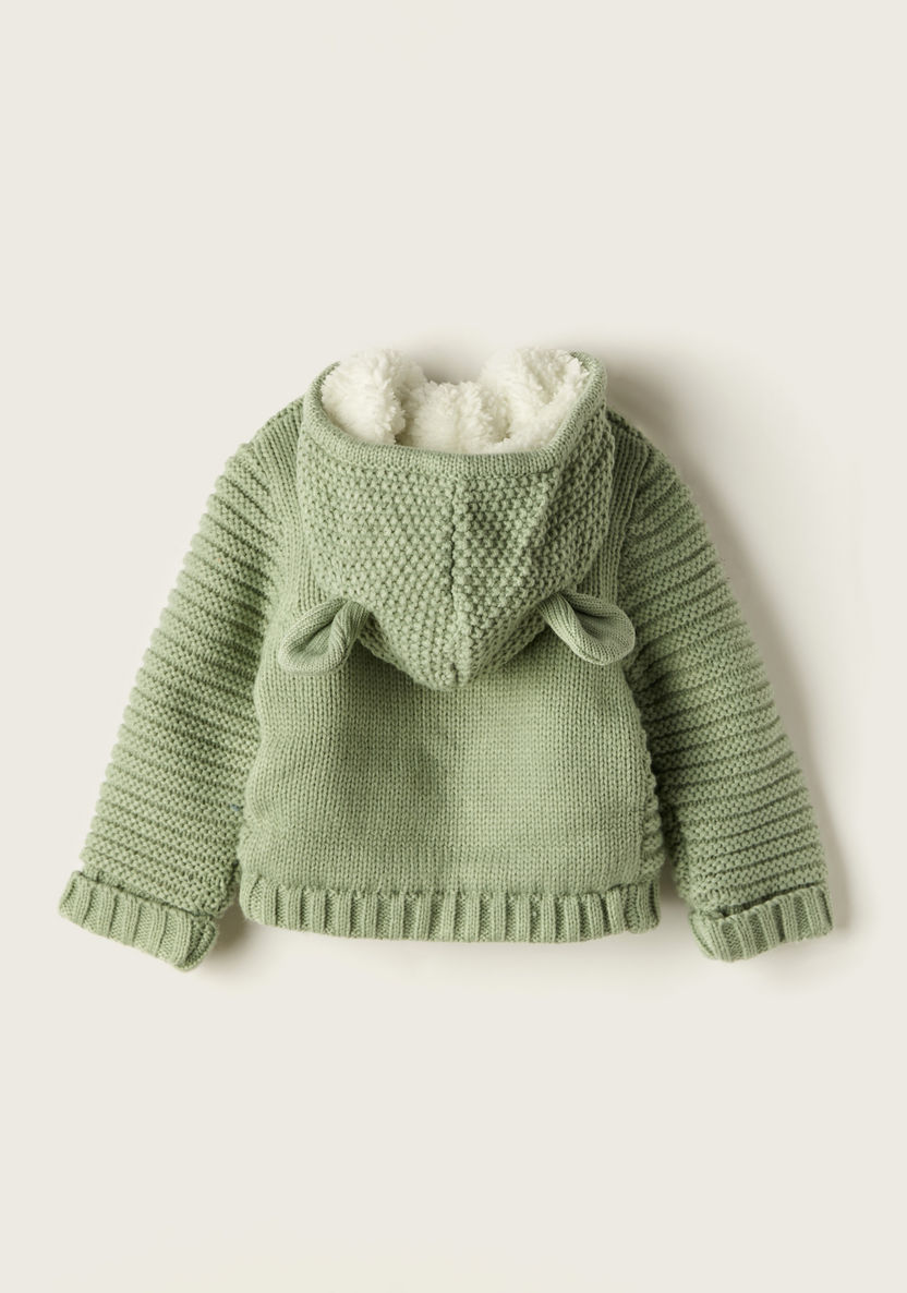 Giggles Textured Cardigan with Long Sleeves and Hood-Sweaters and Cardigans-image-3