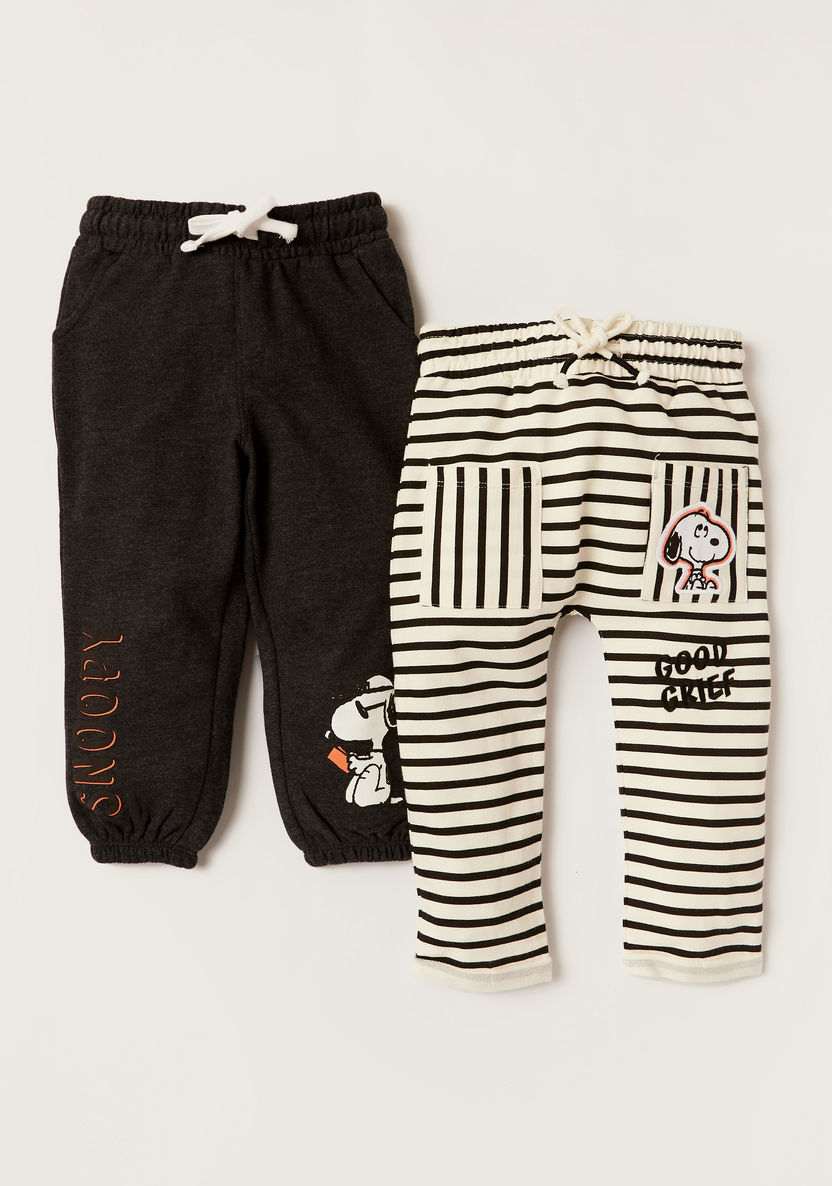 Snoopy Print Knit Pants with Pockets and Drawstring Closure - Set of 2-Pants-image-0