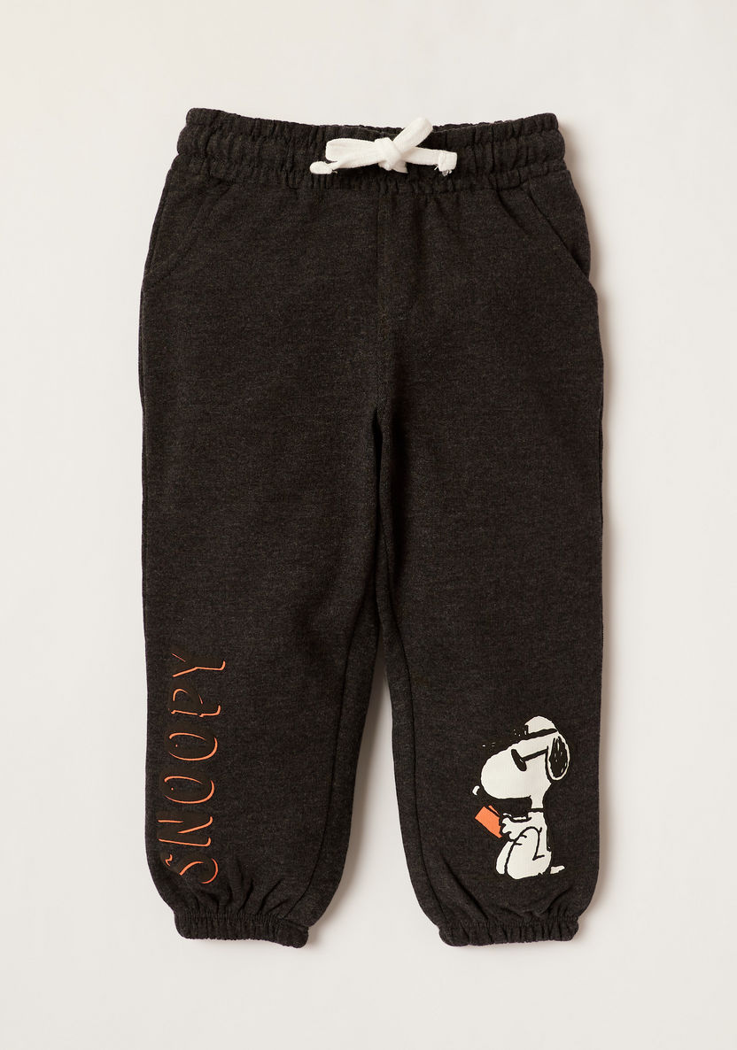 Snoopy Print Knit Pants with Pockets and Drawstring Closure - Set of 2-Pants-image-1
