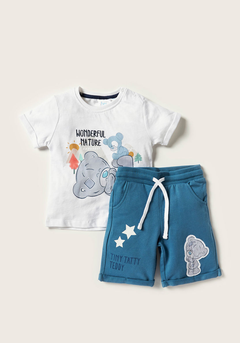 Carte Blanche Printed Round Neck T-shirt and Shorts Set-Clothes Sets-image-0