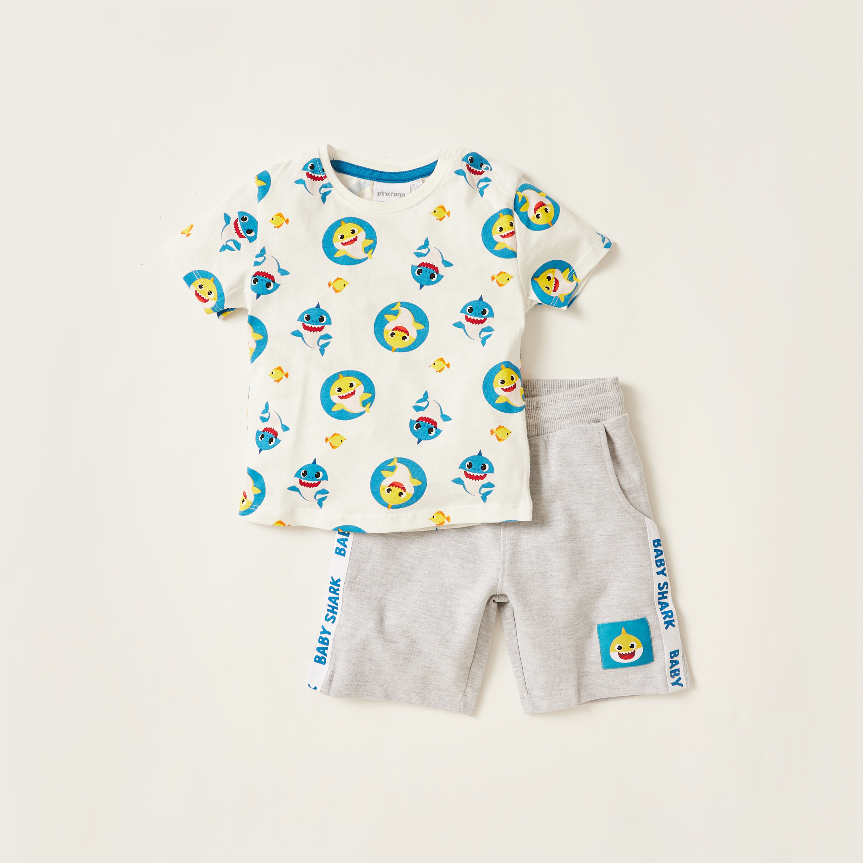 Printed Round Neck T-shirt and Shorts Set-baby-boys-clothing-setsandcoords-image-1