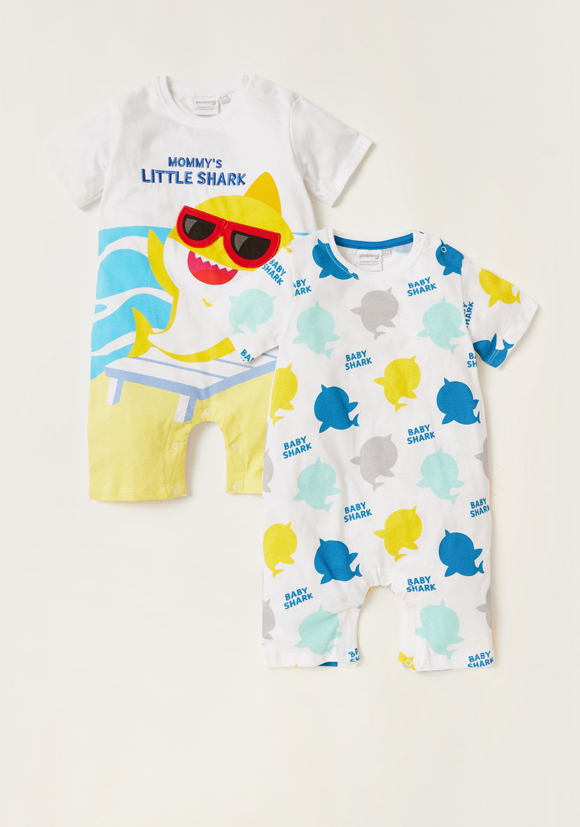 Shark Print Short Sleeves Romper - Set of 2-Rompers%2C Dungarees and Jumpsuits-image-0