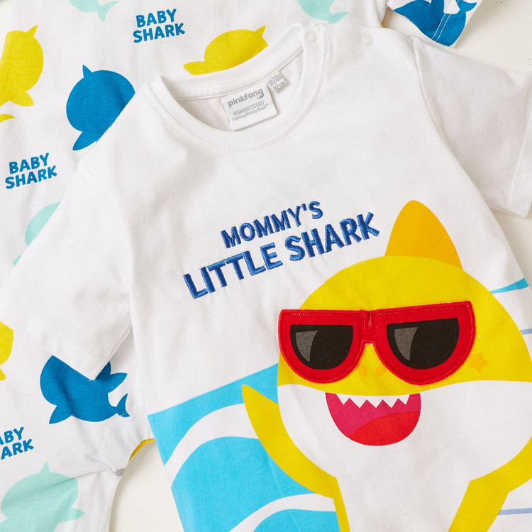 Shark Print Short Sleeves Romper - Set of 2