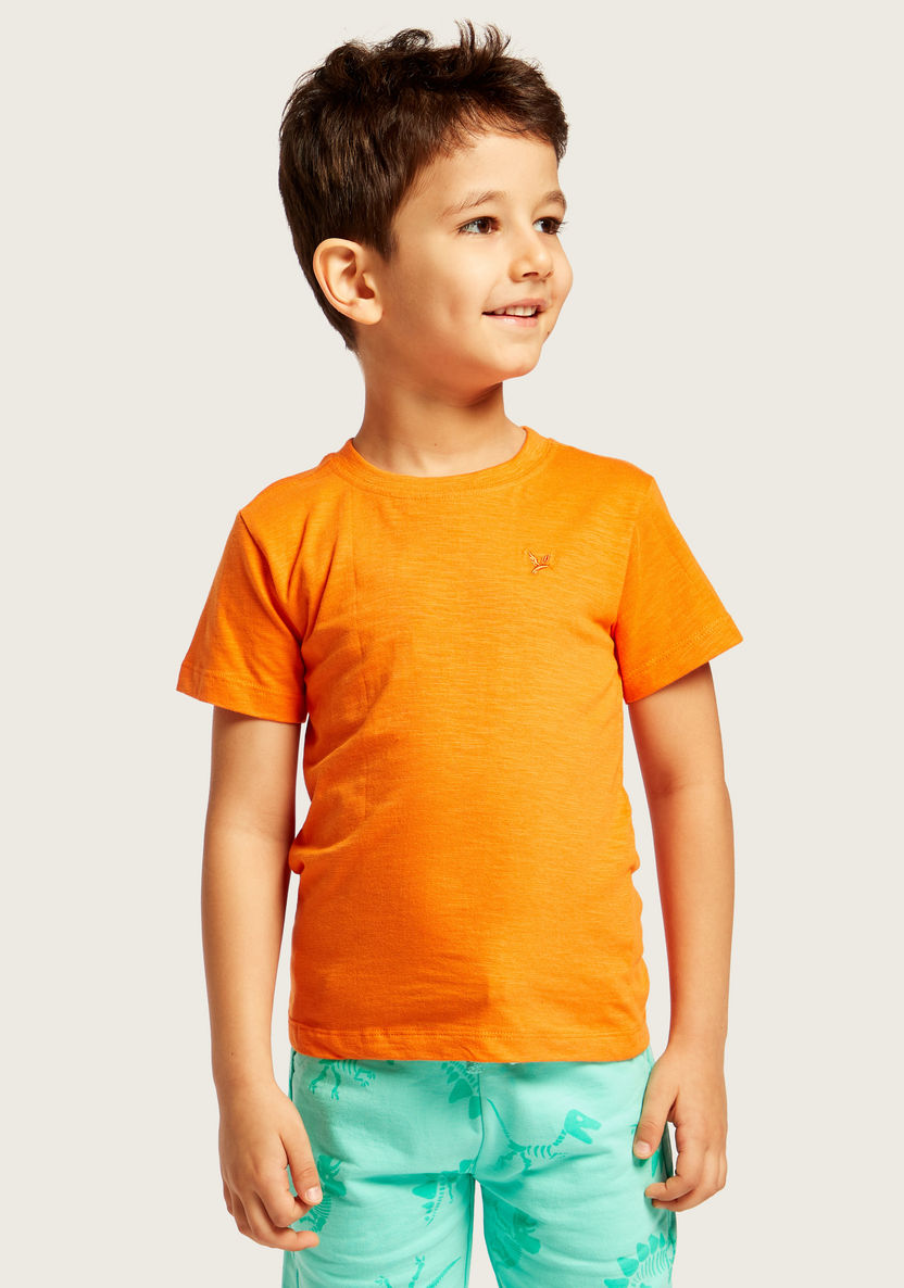 Juniors Solid T-shirt with Crew Neck and Short Sleeves-T Shirts-image-5