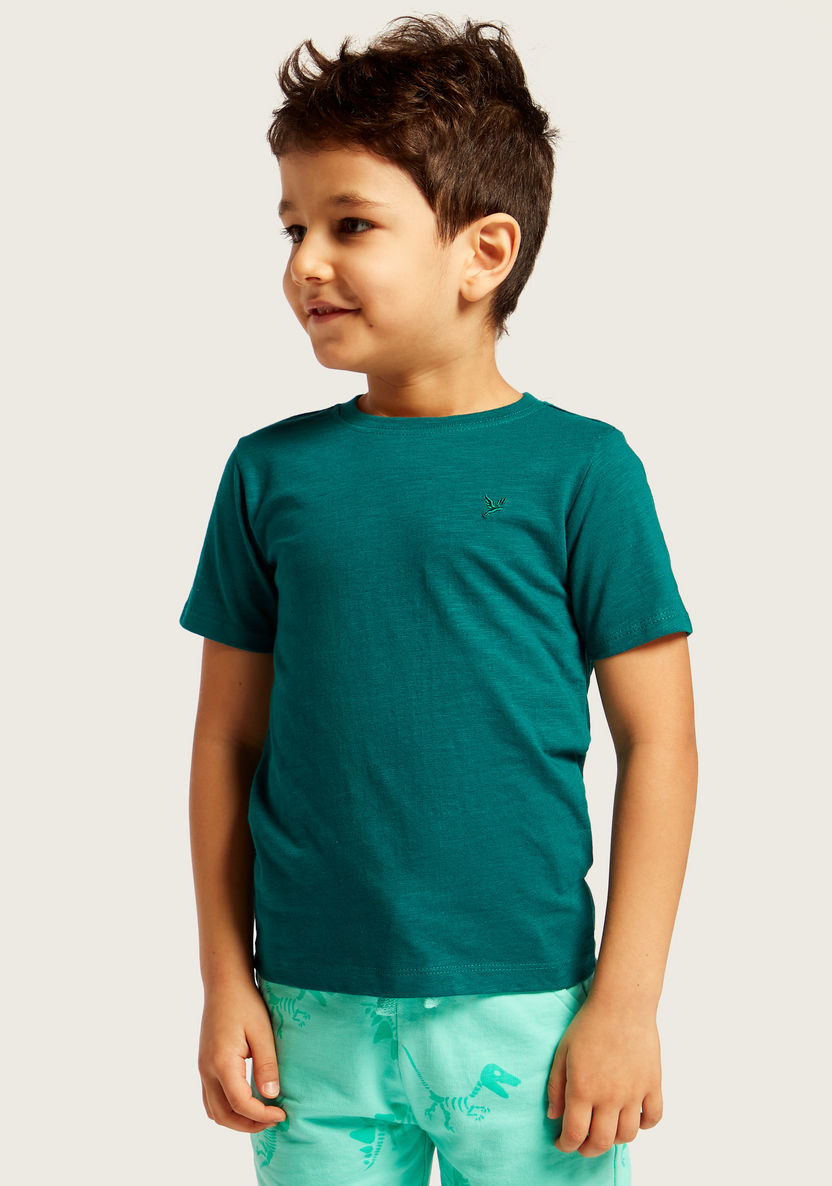 Juniors Solid T-shirt with Crew Neck and Short Sleeves-T Shirts-image-6