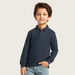 Juniors Solid Polo Neck T-shirt with Long Sleeves-T Shirts-thumbnail-0