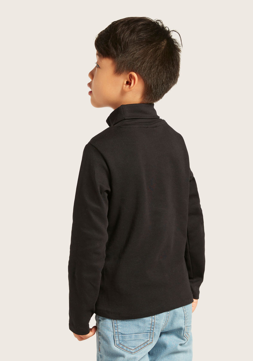 Juniors Solid Turtle Neck T-shirt with Long Sleeves-T Shirts-image-3