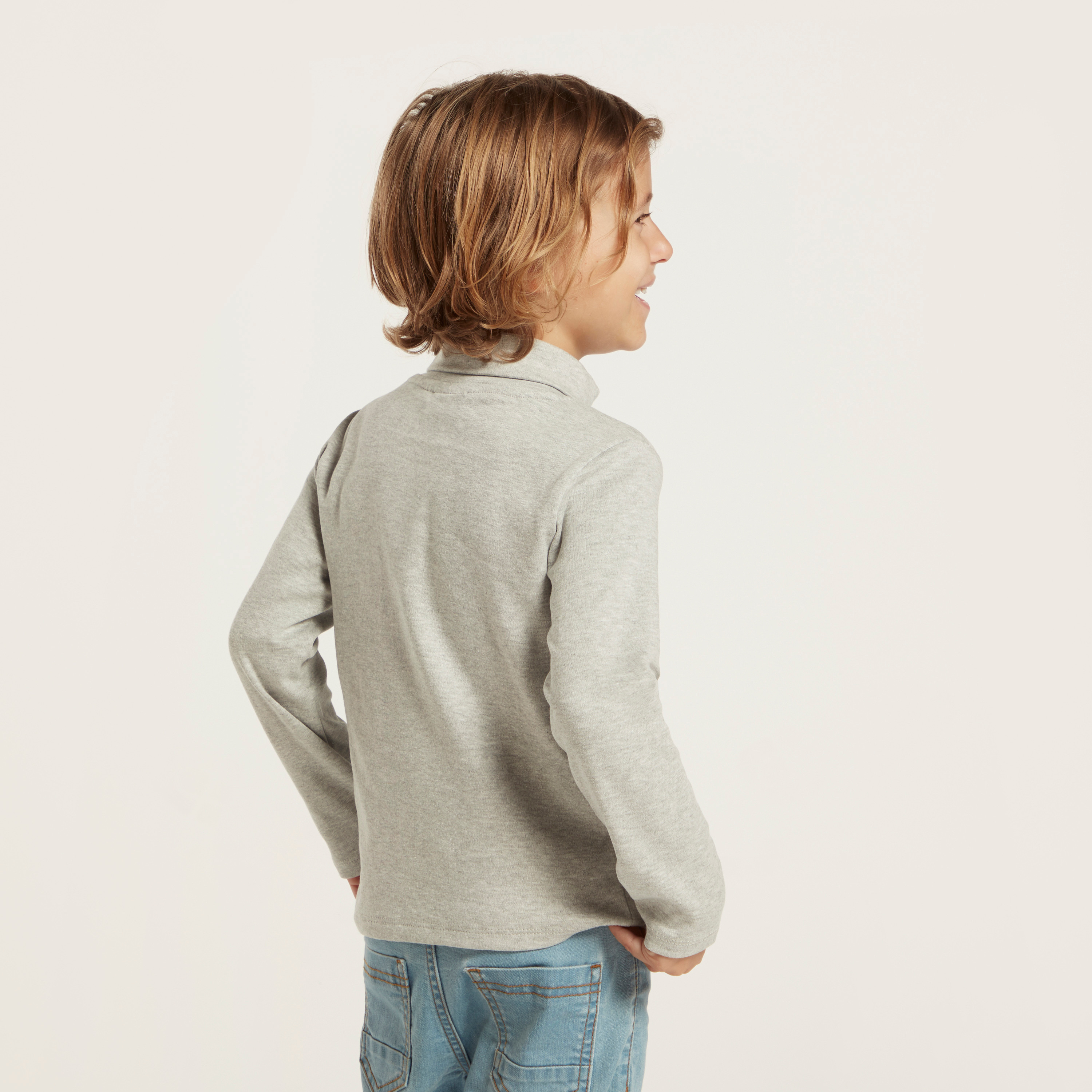 Juniors Solid Turtle Neck T-shirt with Long Sleeves-boys-clothing-tshirtsandpolos-image-4