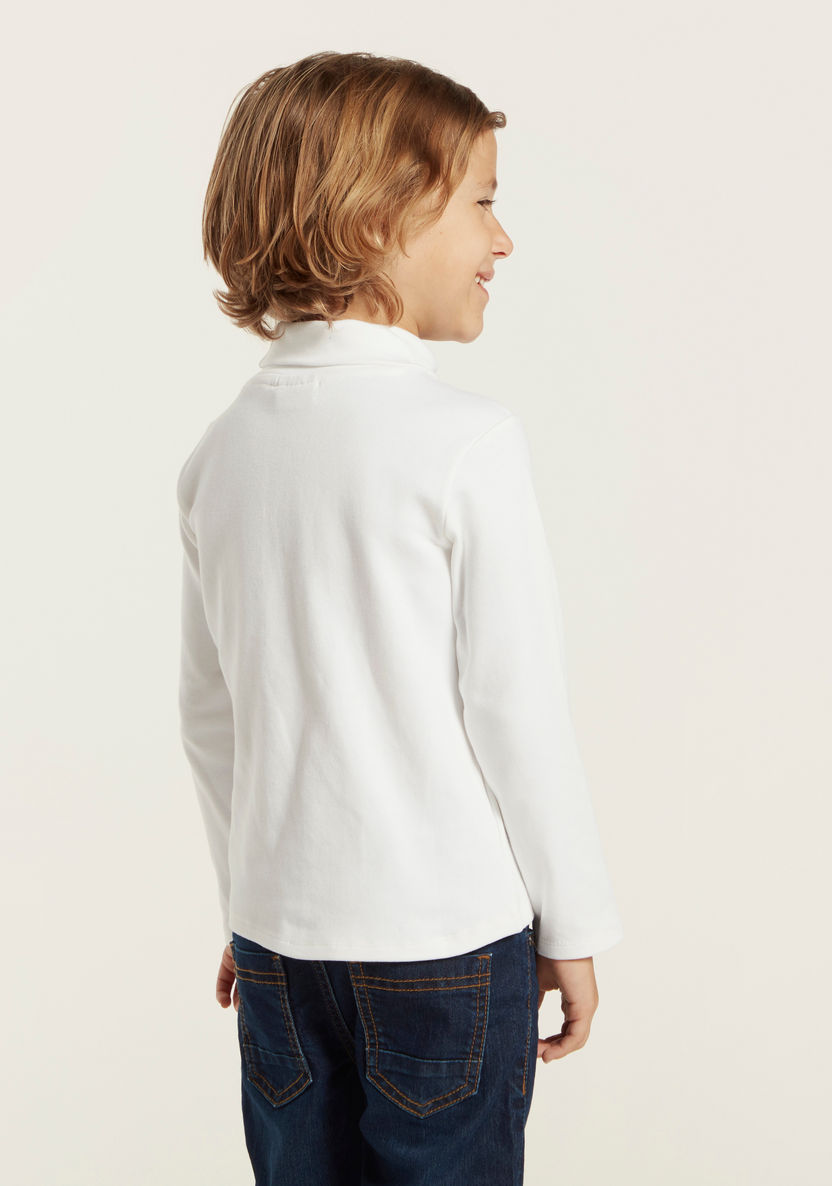 Juniors Solid Turtle Neck T-shirt with Long Sleeves-T Shirts-image-3