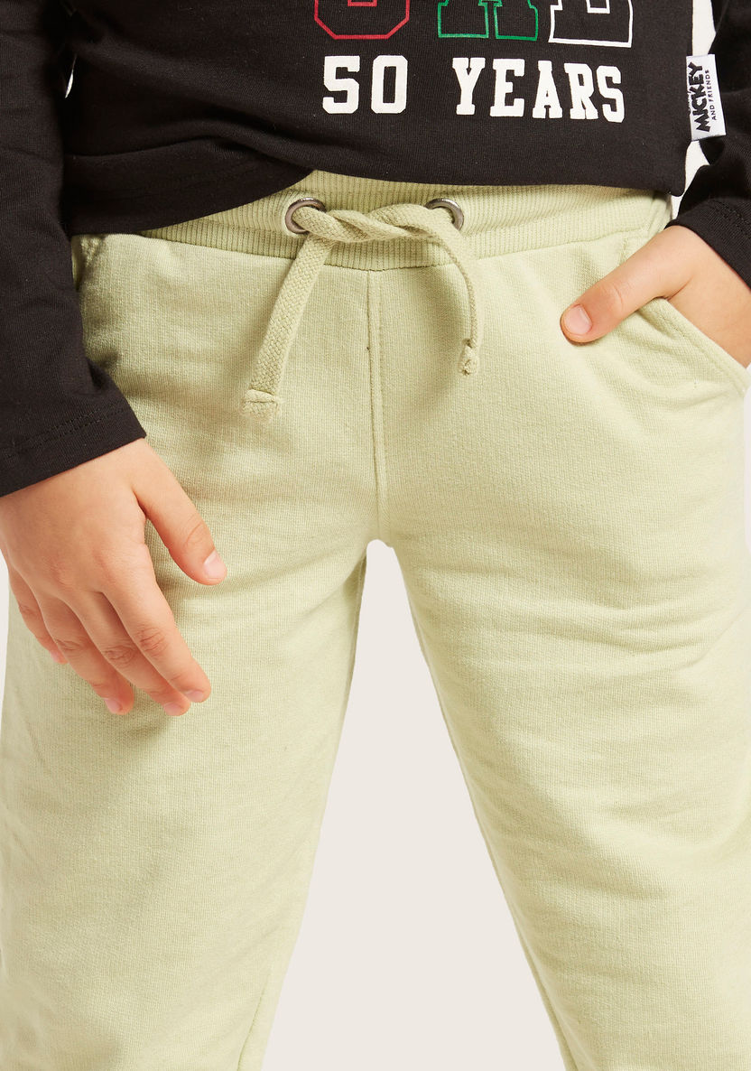 Juniors Solid Jog Pants with Pockets and Drawstring Closure-Joggers-image-2