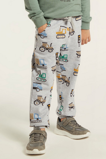 Juniors All-Over Printed Jog Pants with Pockets and Drawstring Closure