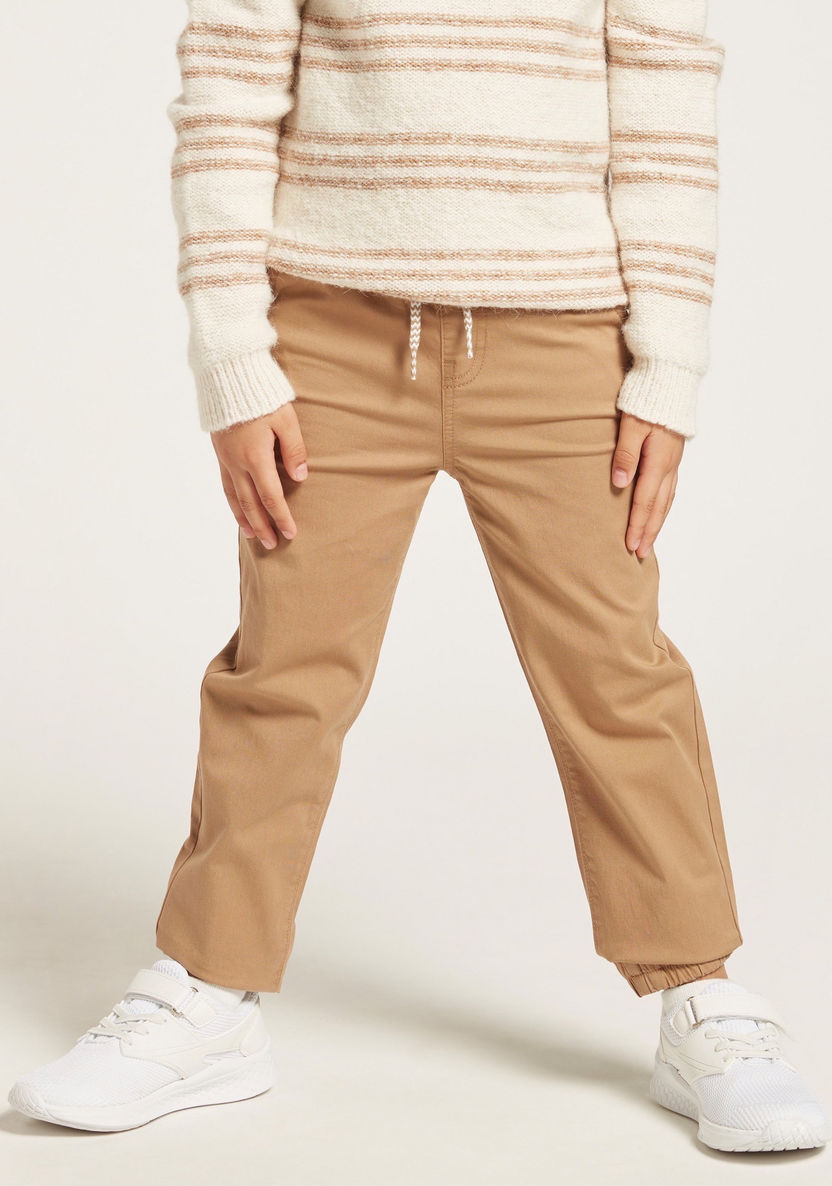 Juniors Solid Pants with Drawstring Closure and Pockets-Pants-image-0