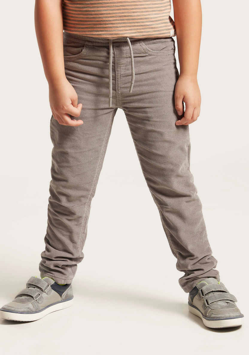 Juniors Textured Pants with Pockets and Drawstring-Pants-image-1