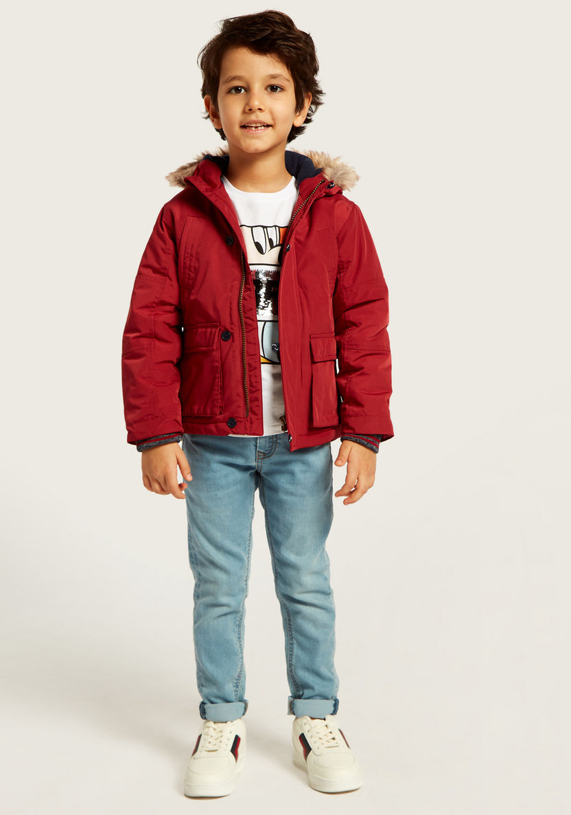 Juniors Zip Through Jacket with Hood and Pockets-Coats and Jackets-image-1