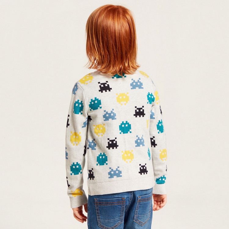 Juniors All-Over Printed Pullover with Long Sleeves