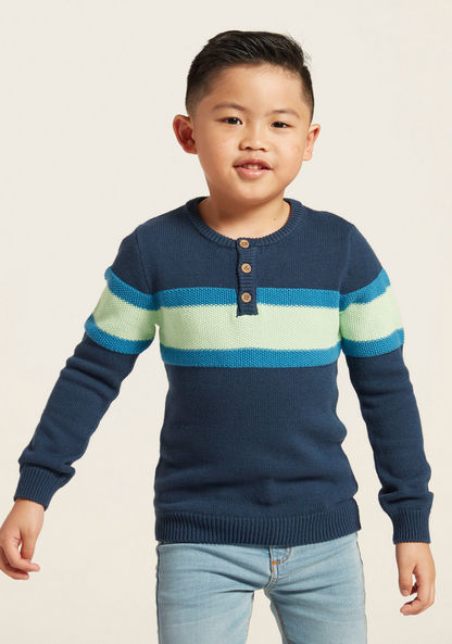 Juniors Striped Sweater with Long Sleeves